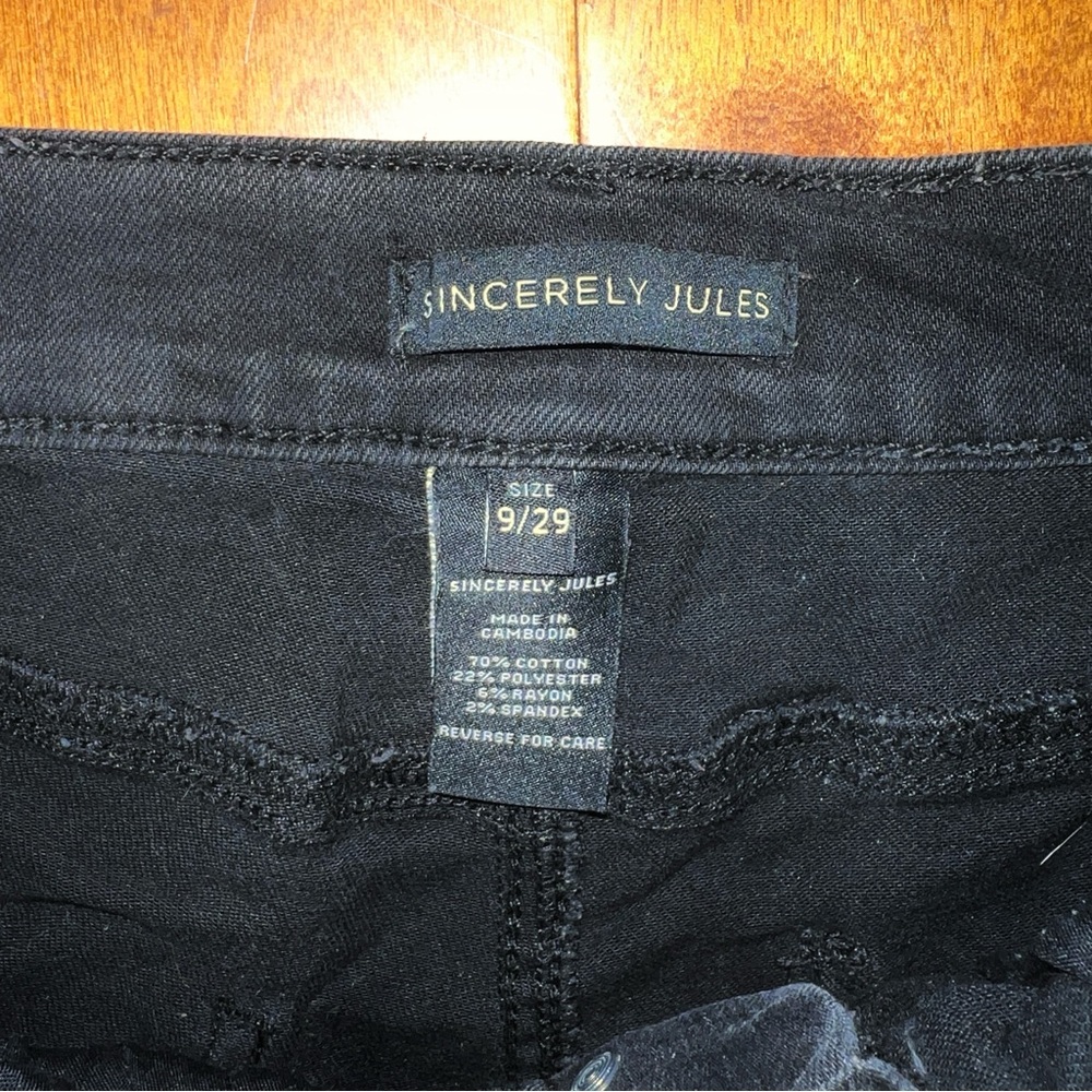 Sincerely Jules Distressed Jean Shorts Size 9 Black Whimsygoth 90’s Casual - Picture 2 of 8
